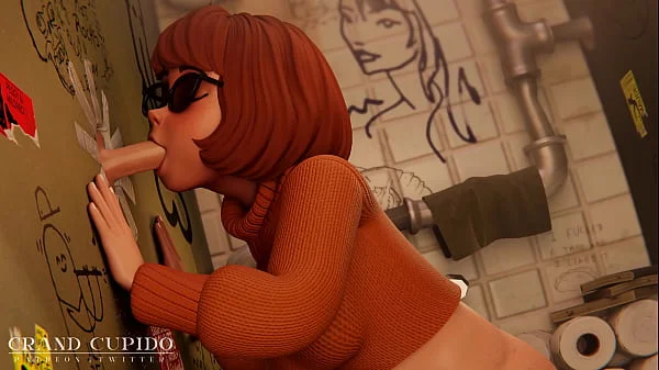 Velma Gloryhole Bathroom blowjob cum Scooby Doo